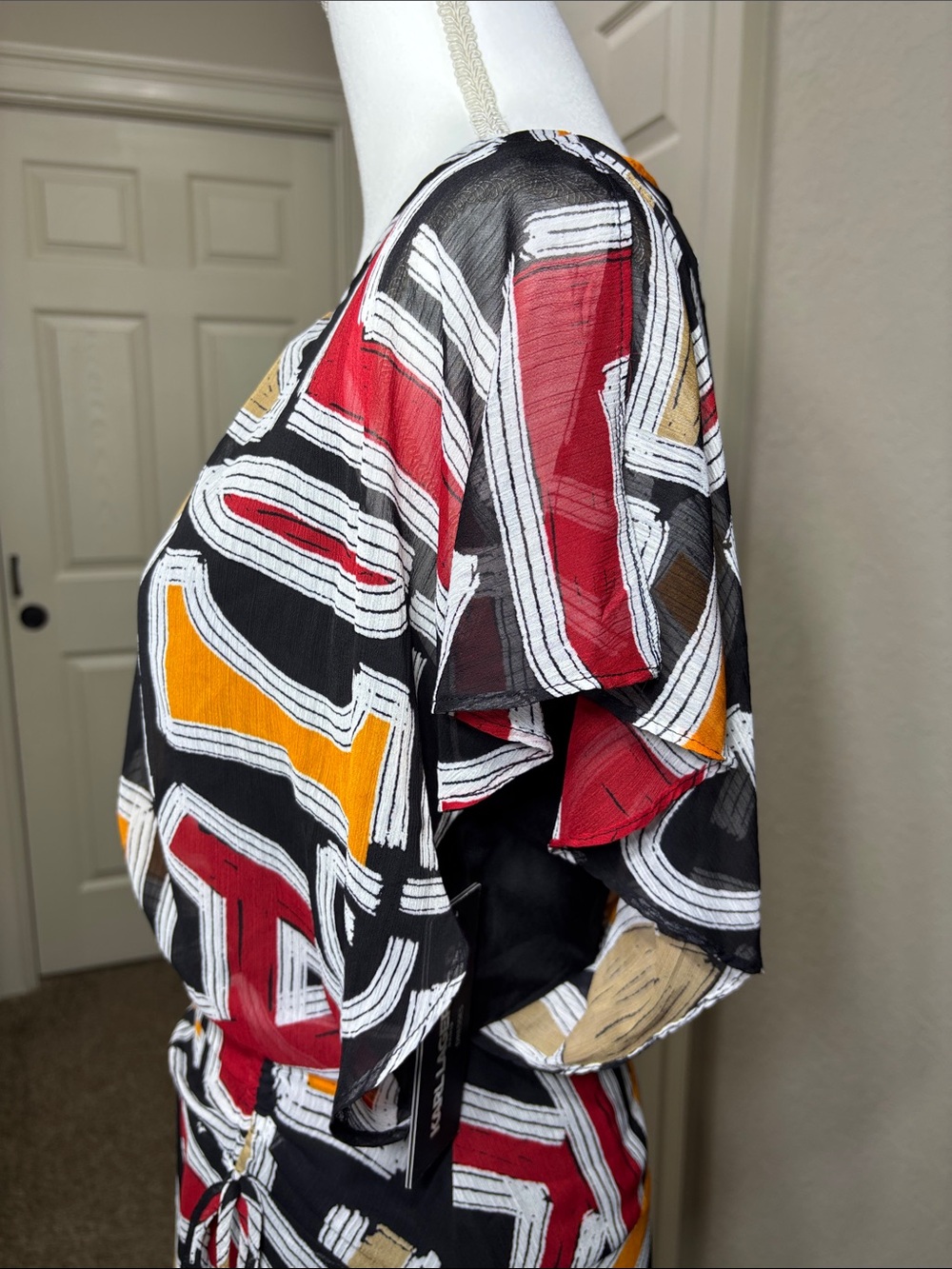 Karl Lagerfeld Paris Abstract Print High Low Midi Dress NWT Size 2 - Picture 7 of 12